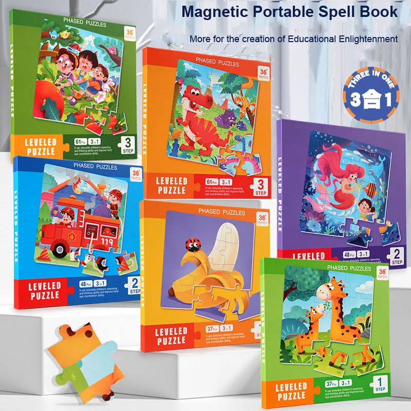 

Magnetic Puzzles for Kids Ages 3-5Y Animal & Mermadi Jigsaw Puzzle Magnet Books Travel Games Montessori Preschool Learning Toys