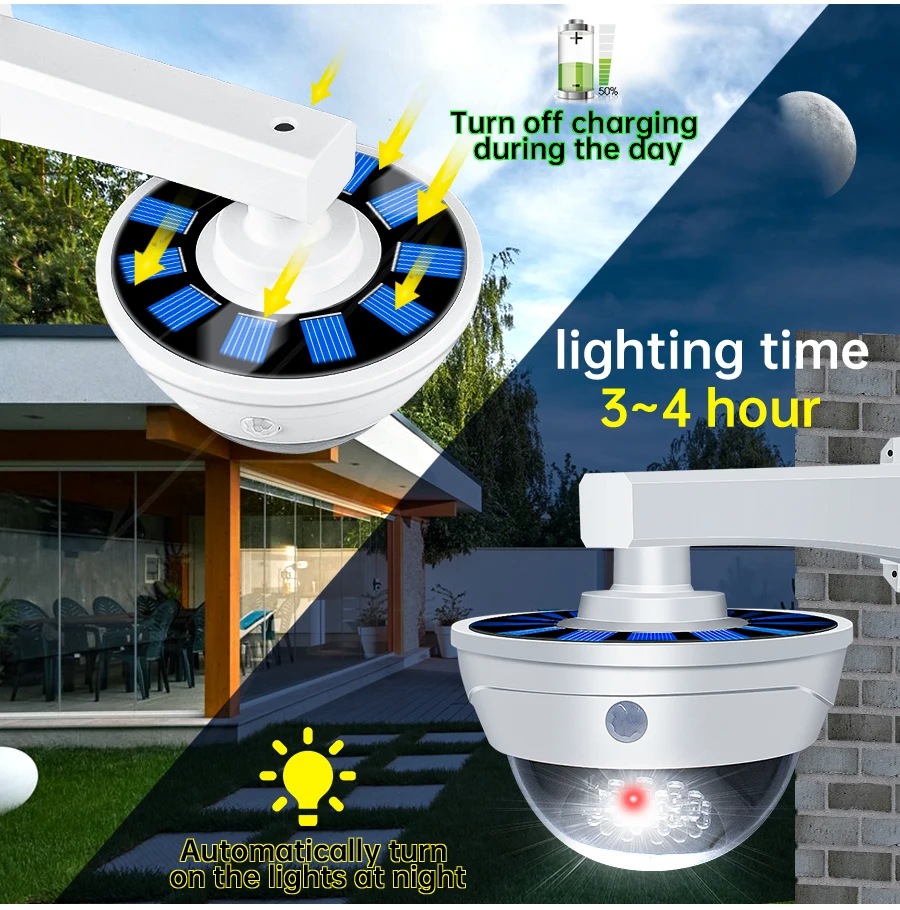 Solar Powered Fake Security Camera Shape Solar Light with PIR Motion Sensor Detection Lights for Outdoor Home Office Shop Garage small solar lights