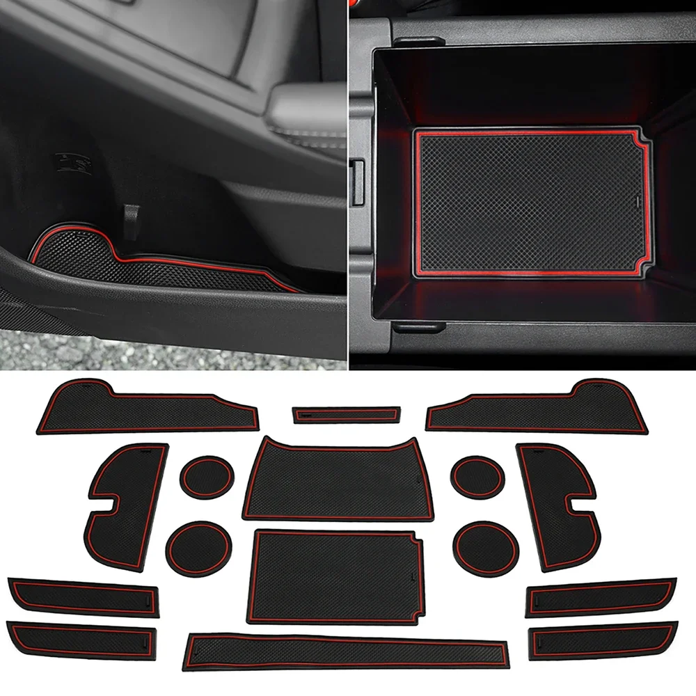 Custom Fit Rubber Cup Holder Pads & Interior Slot Mats For Toyota Prius 2016-2019 – Non-Slip, 4-Piece Set