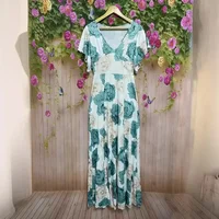Women's XL-5XL Plus Size Hot selling V-neck elegant and casual printed long dress with large hem for women's clothing Women's - Image 2