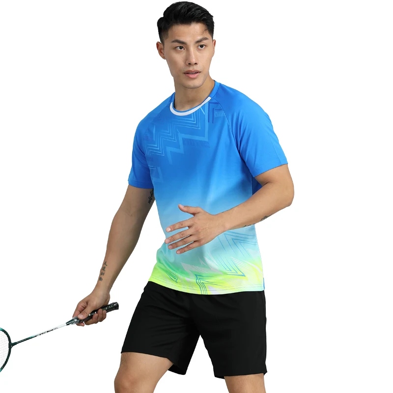 

Men Tracksuit Running Set Quick Dry Soccer Uniforms Fitness Equipment Short Sleeve Sports Suit Sportswear Tennis T-shit+Shorts