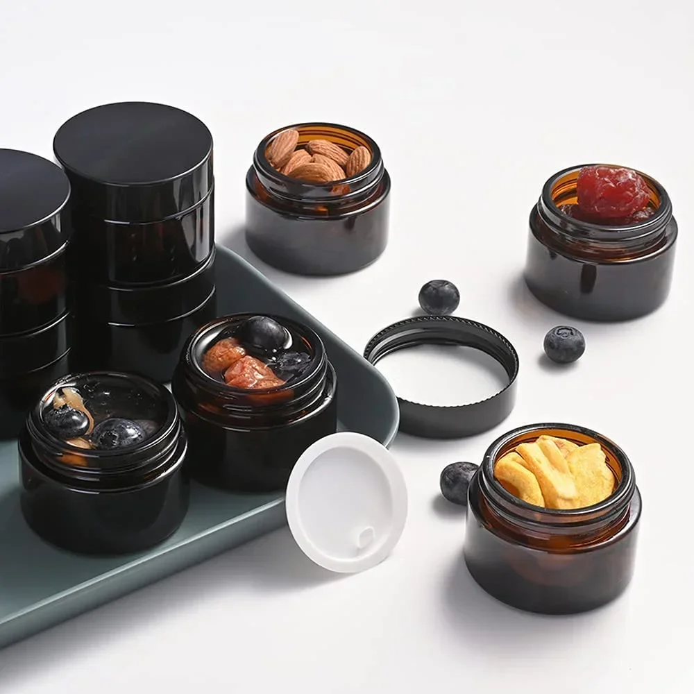 Bernsteinfarbene Gläser Mit Deckel – 2 Stück, 1100 Ml, Für Creme, Kosmetik & Gewürze