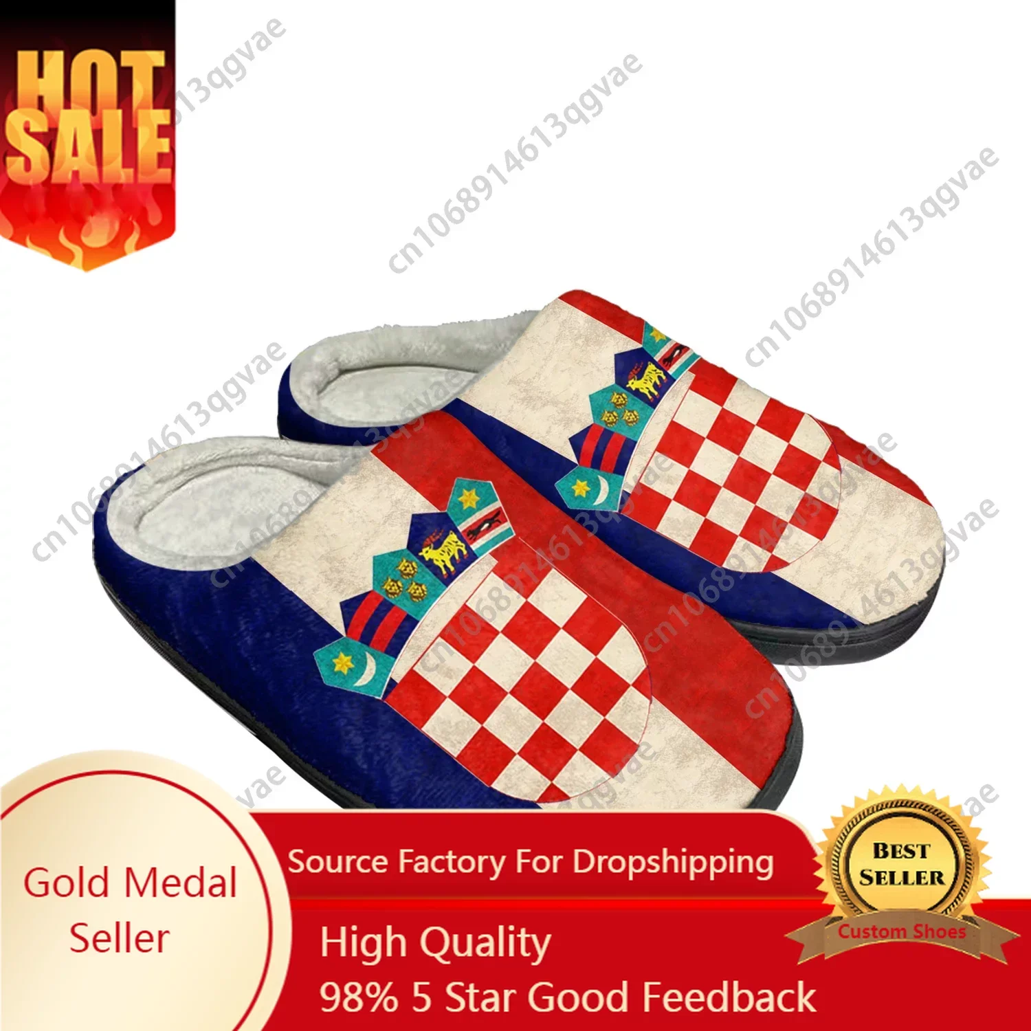 Croatian Flag Home Cotton Custom Slippers Mens Womens Sandals Croatia Plush Bedroom Casual Keep Warm Shoes Thermal Slipper