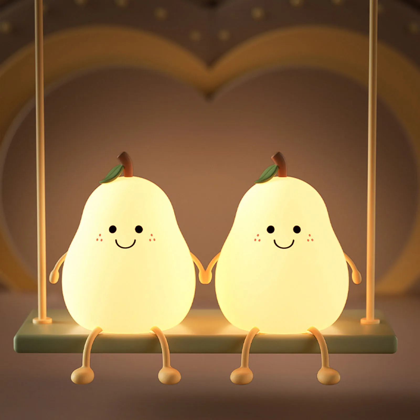 

7 Color LED Night Light Pear Lamp USB Rechargeable Colorful Dimming Touch Silicone Table Lamp Bedside Decoration Light Kid Gift