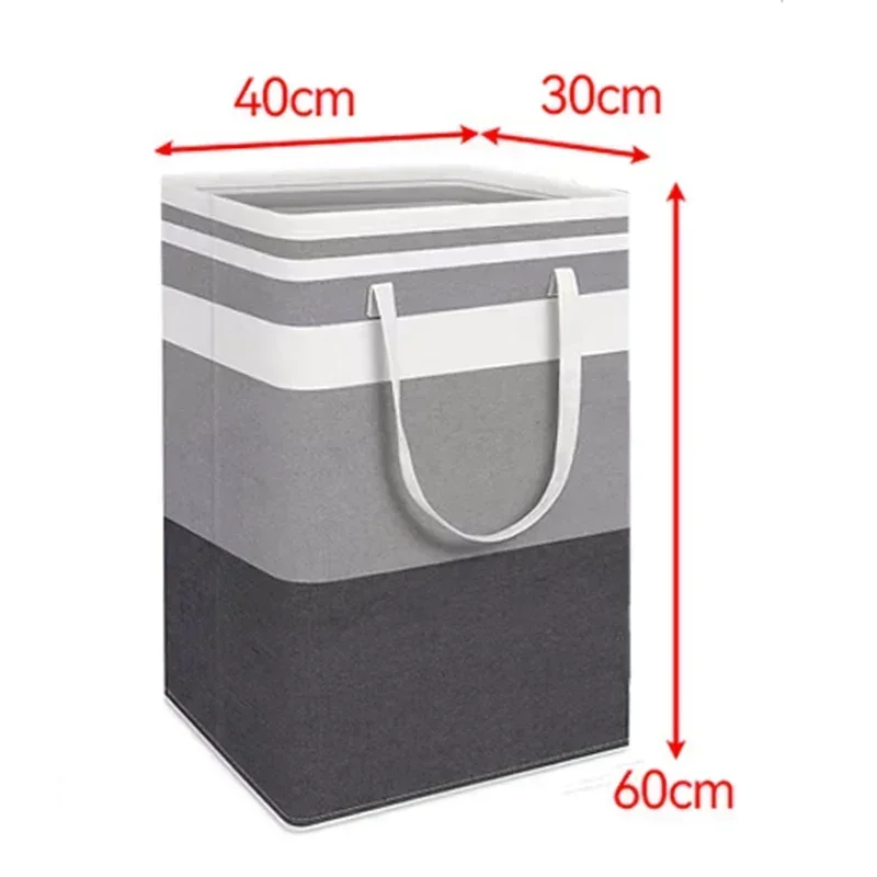 35/75L Large Capacity Folding Laundry Bags Waterproof Thicken Cotton Linen Dirty Clothes Sundries  Basket Striped Storage Box 5
