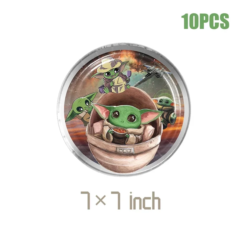 Yoda Birthday Party Decorations Paper Cup Plate Napkin Cake Topper Tablecloth Balloon Banner for Kids