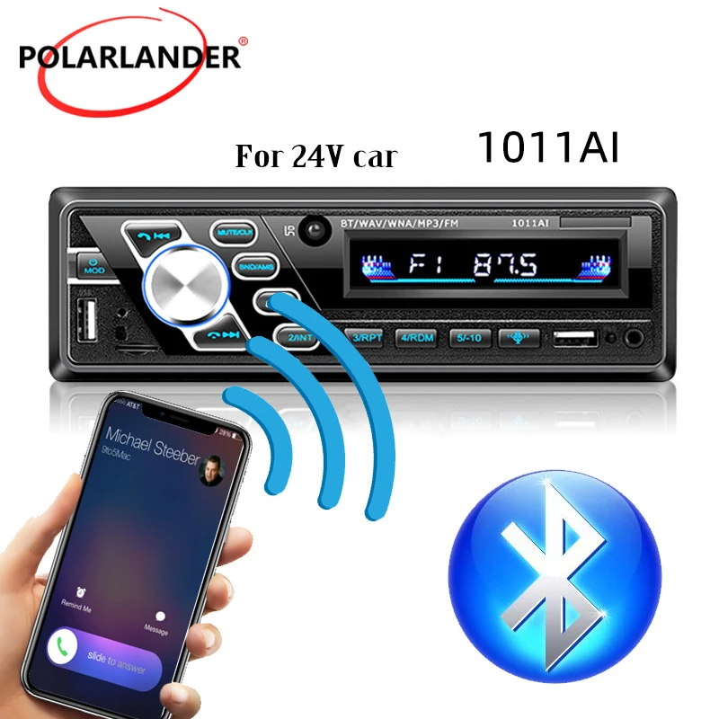 

Intellignt AI Voice Car Radio 24V AUX USB Autoradio ISO Interface 1011AI 4.2 Hands-free Bluetooth Connection U Disk MP3 Player