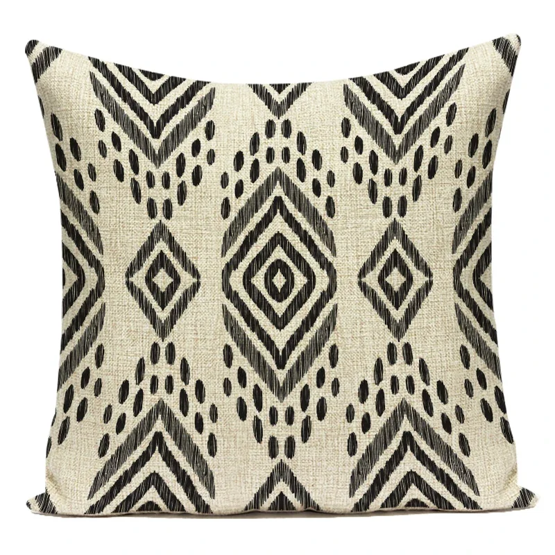 Vintage Boho Geometric Cotton Linen Decorative Throw Pillow Cover