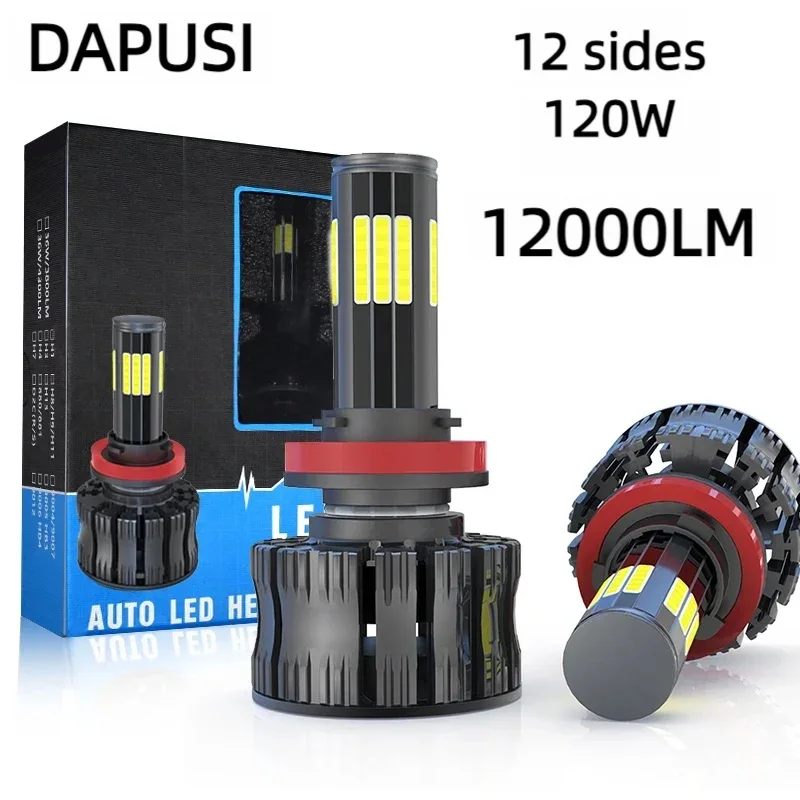 

2PCS 12000LM LED Headlight Bulb 12 Sides H1 H3 H7 H11 H8 H9 880 881 9005 HB3 9006 HB4 9012 H4 9004 9007 9008 Car Fog Light 120W