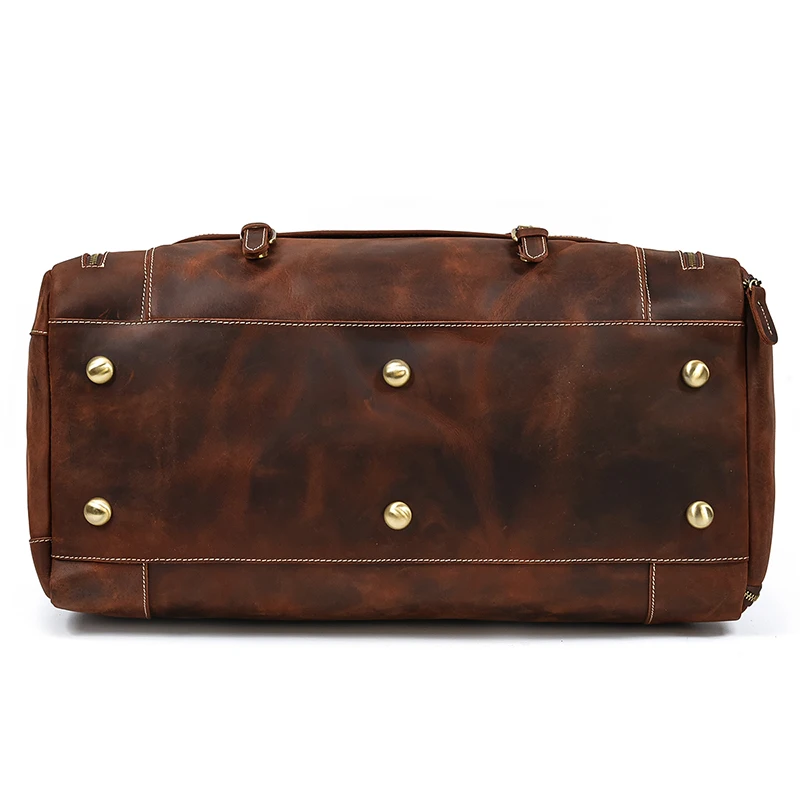 22′ Men’s Genuine Leather Travel Duffle Bag With Shoe Pocket