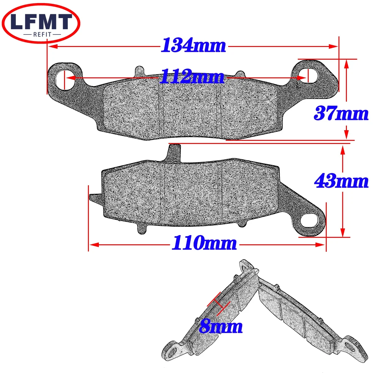 Motorradzubehör Bremsbeläge vorne und hinten für Kawasaki ER-6f (ECF/EDF) (Doppelrohrrahmen/nicht ABS) KLE 650 A7F/A8F/A9F – Detail 3