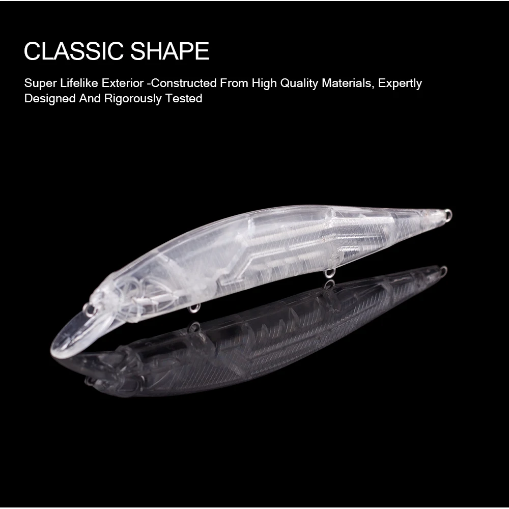 Hanlin 13,5 stücke 14,5 cm g Rohlinge Minnow transparent schwimmende Angel köder Forelle Hartplastik Körper Jerkbait unbemalt Tackle – Detail 6