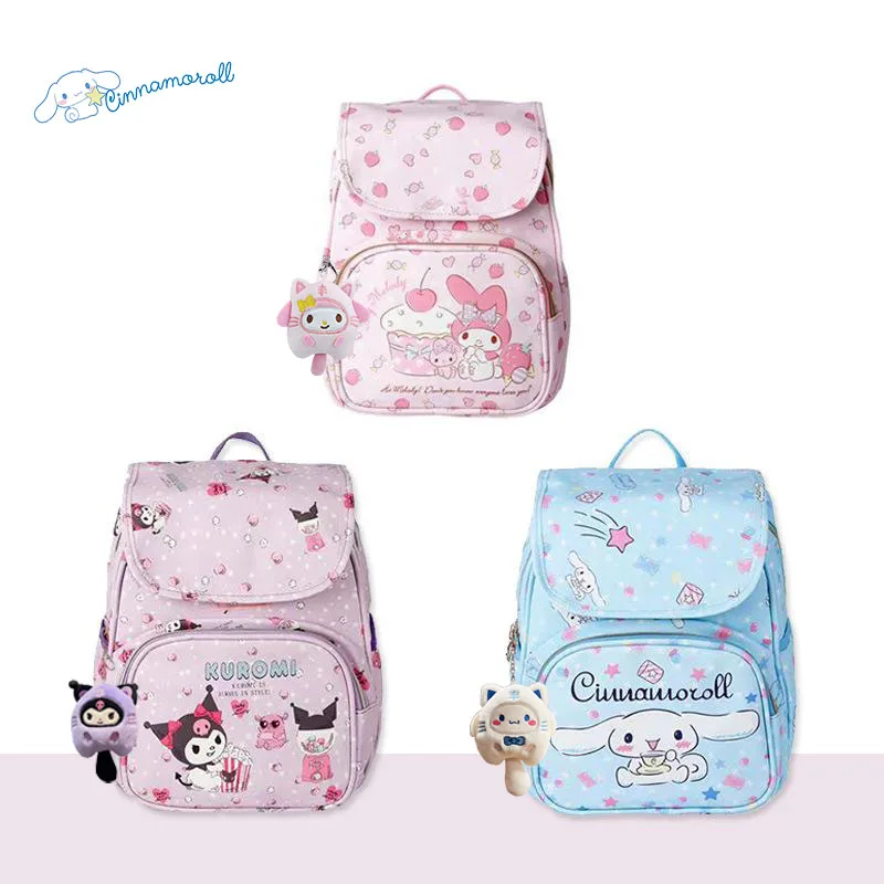 

Sanrio Children's Bags Send Pendant Melody Cinnamoroll Kuromi Kawaii Bag Flip Backpack Schoolbag Suitable for Children Under 6