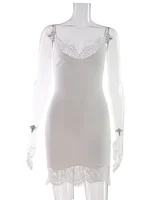 CNYISHE Lace Patchwork Camisoles Solid Sexy Club Women Dresses Fashion Skinny Hip Wrap Female Outfits Fitness Regular Casual - Image 6
