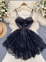 SINGREINY France Elegant Vintage Lace Dress Strap Zipper Backless Solid High Quality Hotsweet Ladies Chic Evening Party Dresses 1