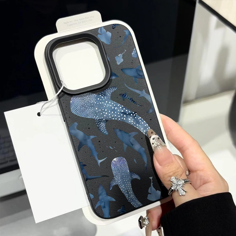 Whale Pattern Shockproof Soft Silicone Leather Texture Phone Case