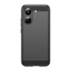 Carbon Fiber Brushed Phone Case with Back Cover Protector for Redmi Turbo 5 (Black)