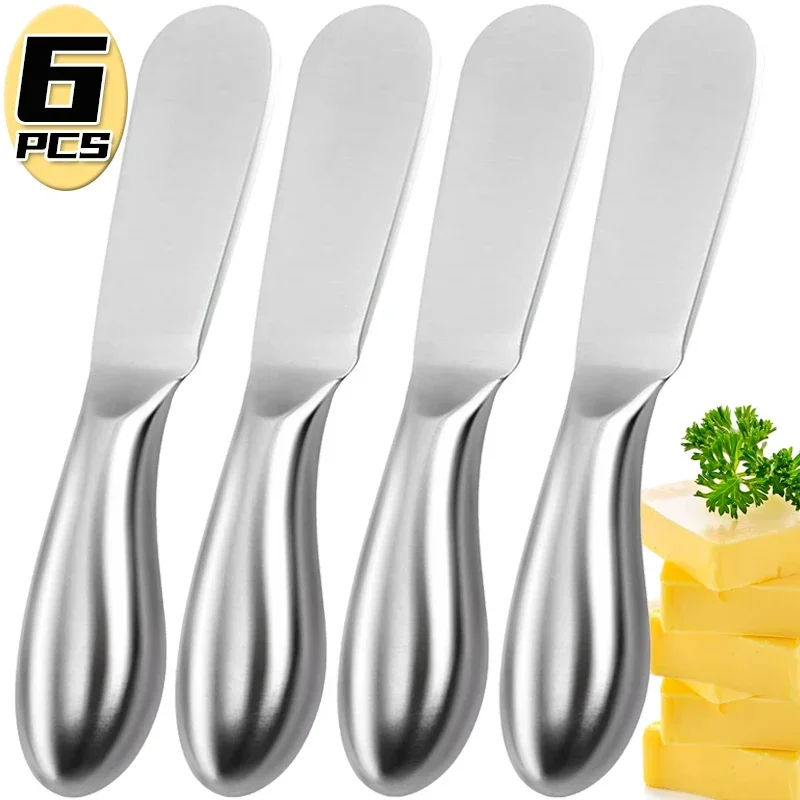 1/6PCS Stainless Steel Butter Cutter Cheese Knife Bread Jam Spreaders Wipe Multifunctional Western Food Tableware Kitchen Gadget Butter Knife Cheese Knife
