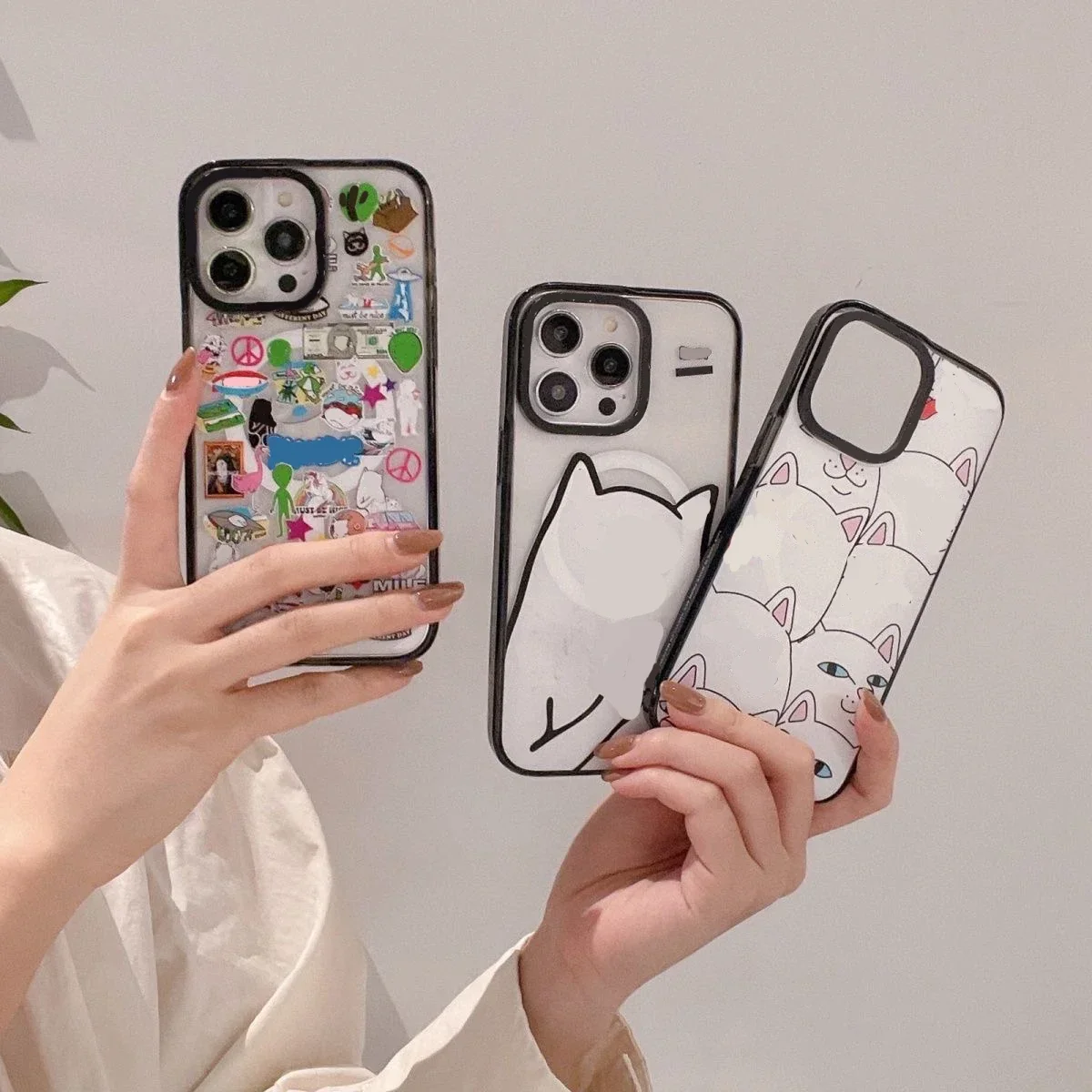 Magsafe Acrylic Spoof Cat Phone Case Cover for IPhone 11 12 13 14 15 Pro Max Case for IPhone 15 Pro Max