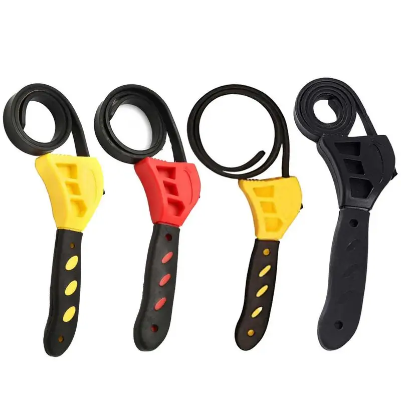 

Belt Strap Wrench 2pcs Adjustable Oil Filter Wrench Length Adjustable Oil Filter Wrench Reinforced Rubber Pipe Wrench Jar Opener