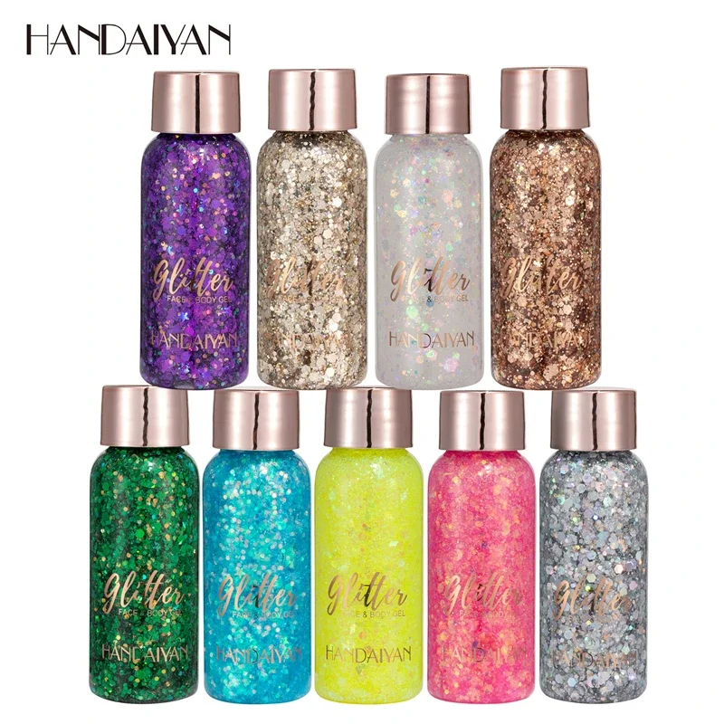 3 Colors/set Multifunctional Eye Glitter Cream Nail Hair Body Face Glitter Gel Flash Loose Sequins Cream Festival Glitter Deco 5