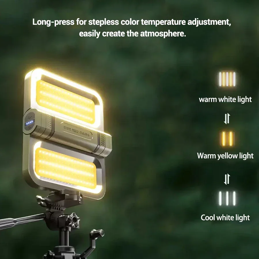 Solar-Campinglaterne 15W LED Wiederaufladbare Taschenlampe Magnetischer Flutlichtstrahler Tragbare Zeltlampe für Angeln und Outdoor-Beleuchtung – Detail 34