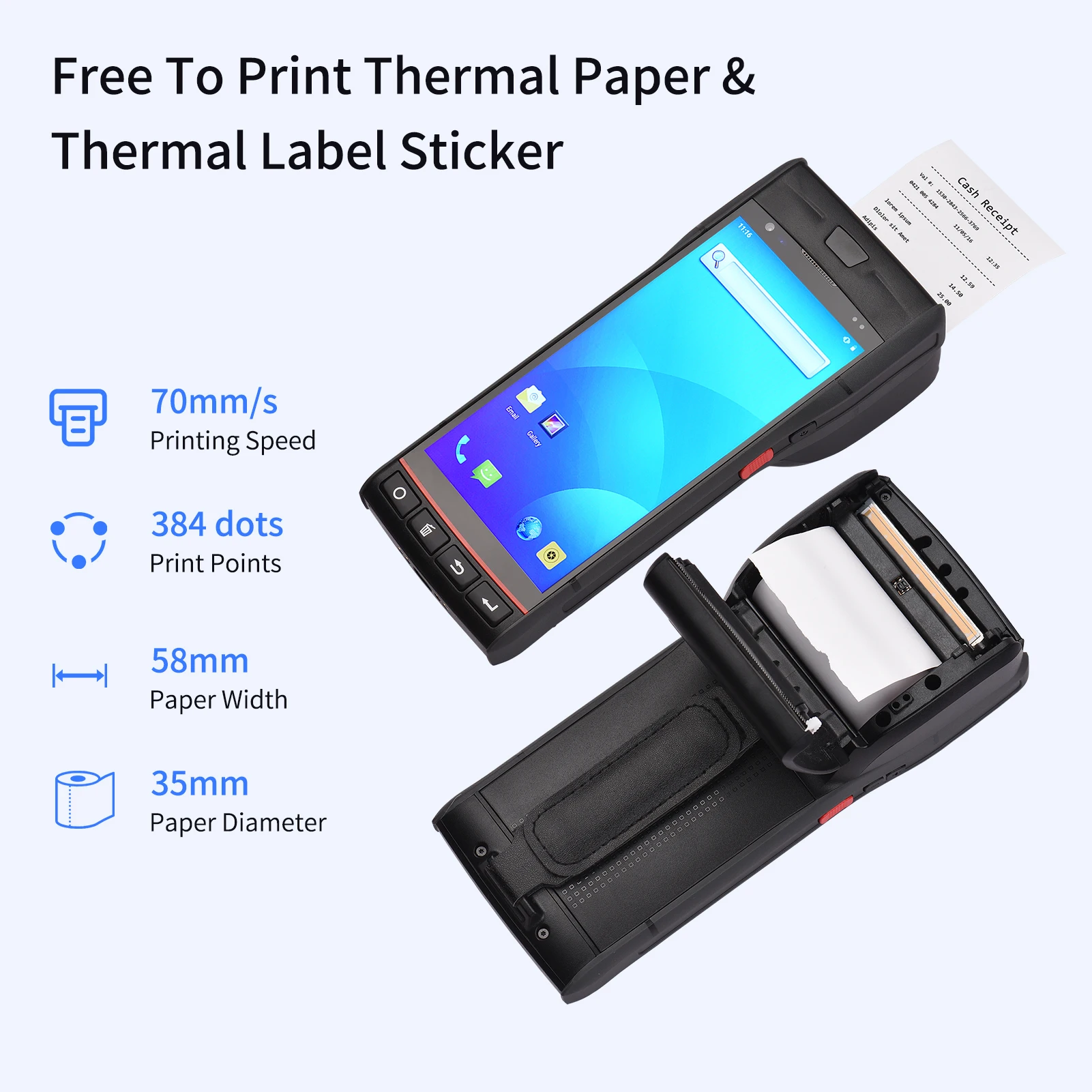 Stampante per ricevute POS portatile terminale PDA Android 9.0 Scanner di  codici a barre 1D/2D/QR 4G WiFi BT stampa di etichette Touchscreen da 5.5  pollici - AliExpress