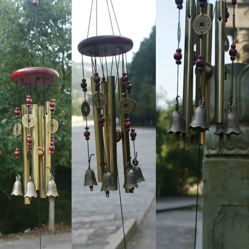 

Amazing Wood & Metal Garden Ornaments 4 Tubes 5 Bells Alloy Yard Garden Outdoor Living Fuurin Wind Chimes 67cm Gift
