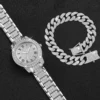 2PCS Fashion Diamond Women Watches Gold Watch Ladies Wrist Watches Luxury Rhinestone Womens Bracelet Watches Relogio Feminino 4