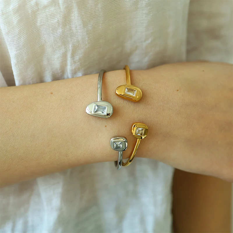 Geometric Simple Luxury Opening Bracelet Fashion Women Trend Jewelry Irregular Unique Wedding Party Gifts Accessories RG413 3