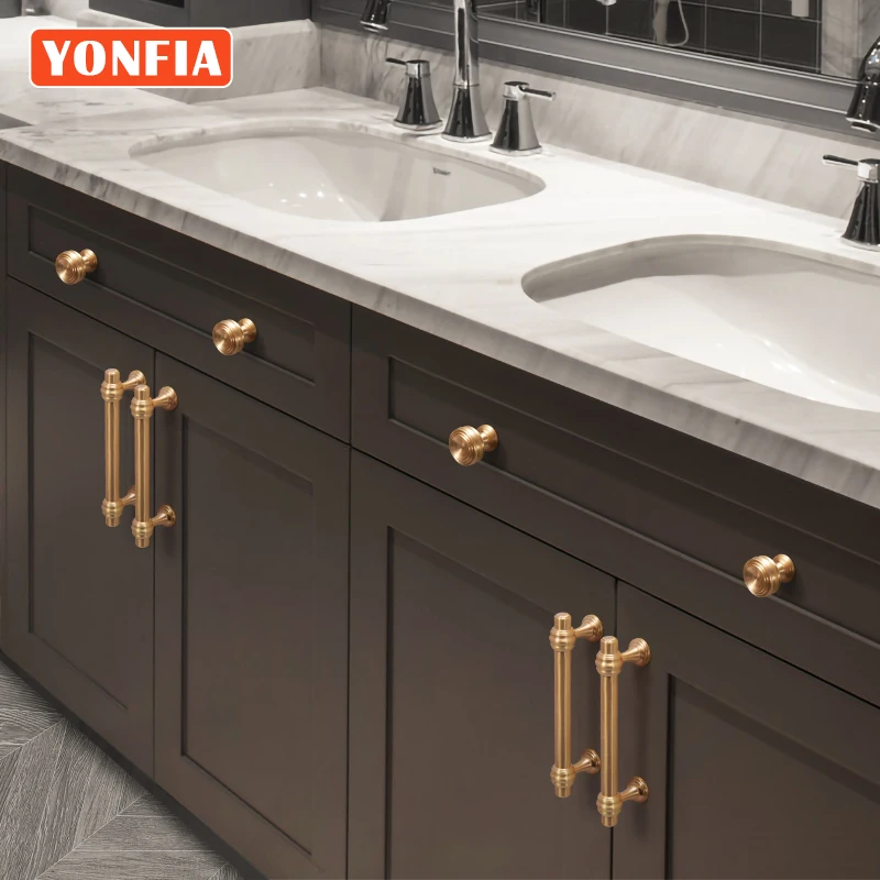 Ручка для кухонного шкафа YONFIA 3644BB из матовой латуни цинковый сплав цвет золото |