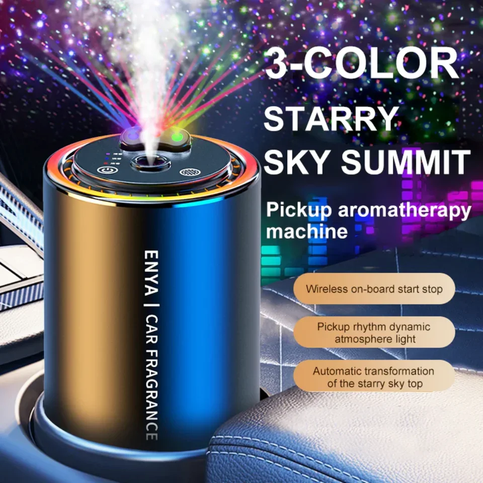 Car Air Freshener RGB Starry Top 3 In 1 Multi-Function Car Aromatherapy LED Light USB Charger Essential Oil Diffuser for