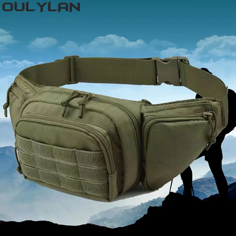 

Oulylan Waterproof Nylon Military Tactical Waist Gun Bag Belt Bumbag Molle EDC Fanny Phone Pouch for Hunting Climbing Camping