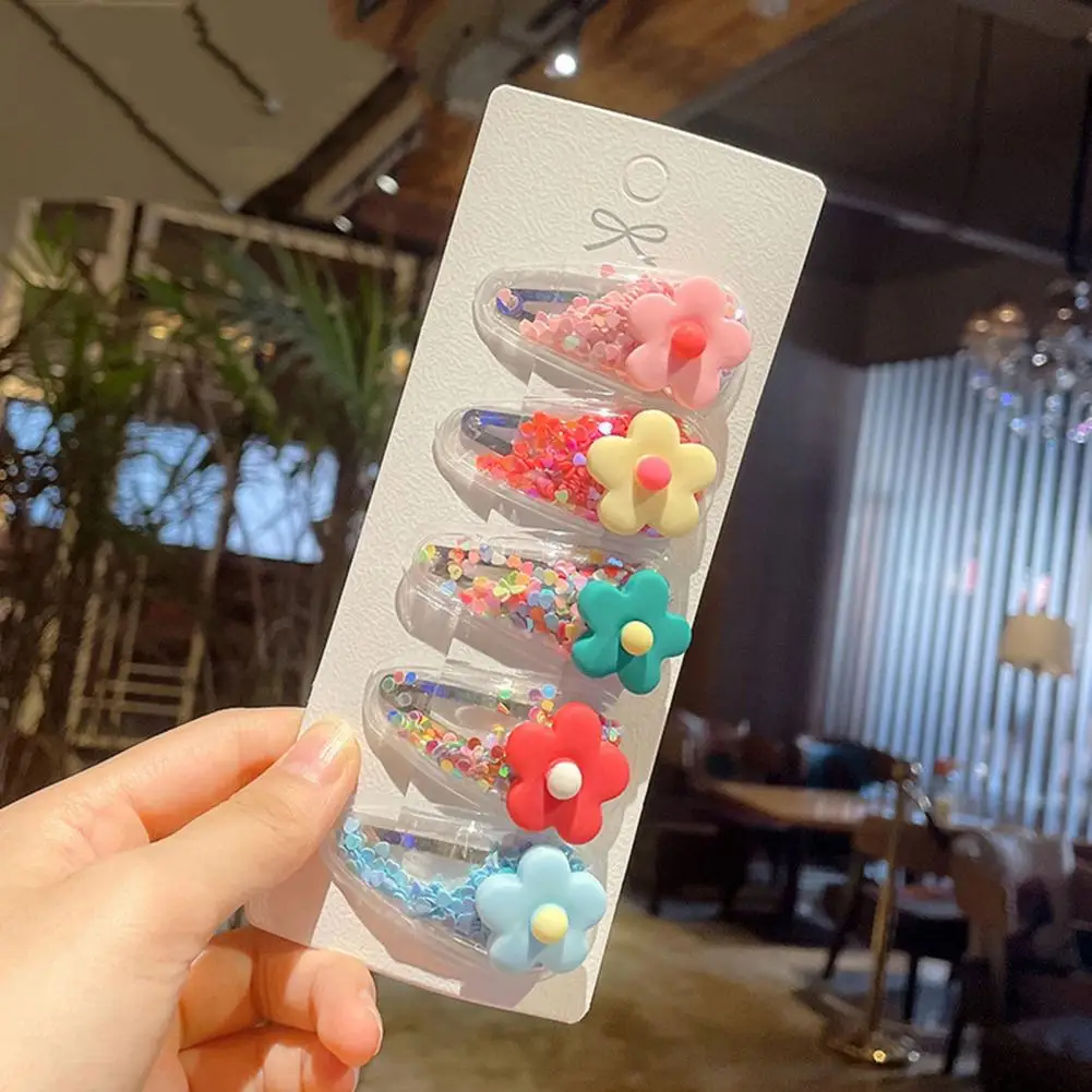 

Hair Accessory Colorful Cartoon Fruit Hairpins 5-piece Set of Lightweight Anti-slip Hair Accessories for Girls Elastic Sequin