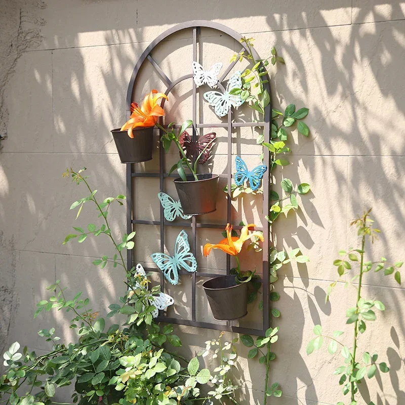 romantic-european-iron-flower-display-rack-vintage-wall-mounted-garden-decoration-pastoral-balcony-shelf-indoor-plant-holder
