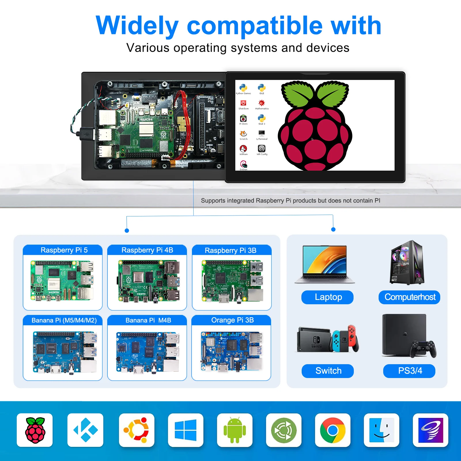 HOWENS 8인치 라즈베리 파이 터치 스크린 IPS 1280x800 HD LCD HDMI- 디스플레이 (RPI 4B 3B+ 3B PC용 보조 화면 휴대용 모니터)