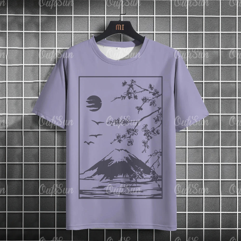 Japanese Mount Fuji T-Shirt For Men Fashion Short Sleeved