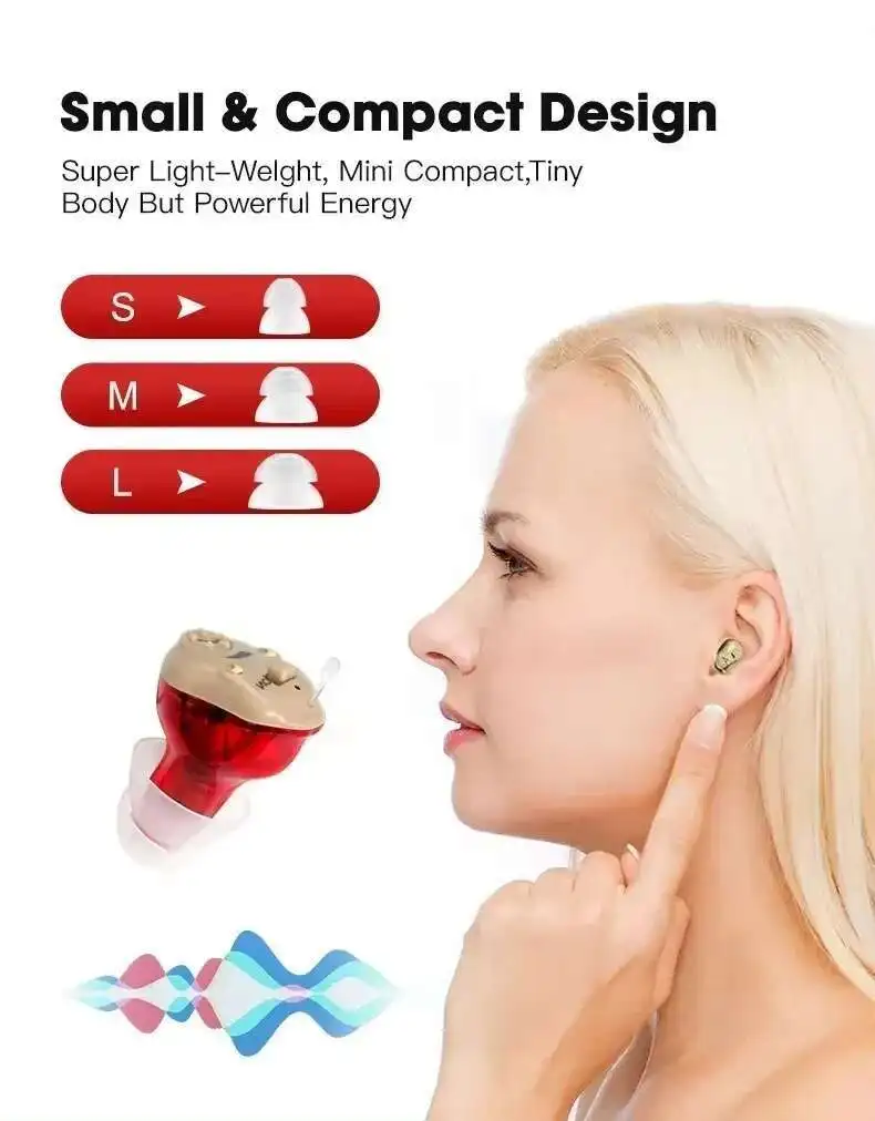 Rechargeable Portable Mini Boost Hearing Earphones Long Battery Life Power Display Noise Reduction Earbuds For Elderly Gifts