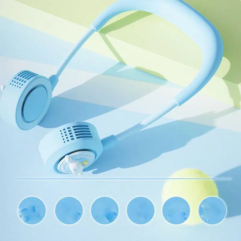 

Cartoon Cute kawaii Sanrioed Cinnamoroll New Pattern Vaneless Turbine Neck Hanging Portable High Wind Silent Neck Hanging Fan