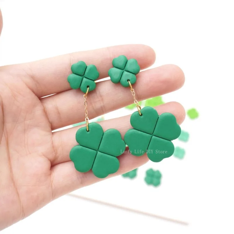 3PCS Lucky Four Leaf Clover Soft Clay Earrings Mold Polymer Clay Cutter INS Earring Jewelry Making Handmade Pottery Tool polymer clay tools pottery tools clay sculpting tools pottery sculpting tools clay craft tool