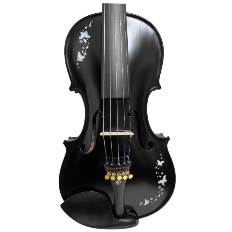 Black color drawing 5 strings 4/4 electric violin Acoustic violin E-Violin