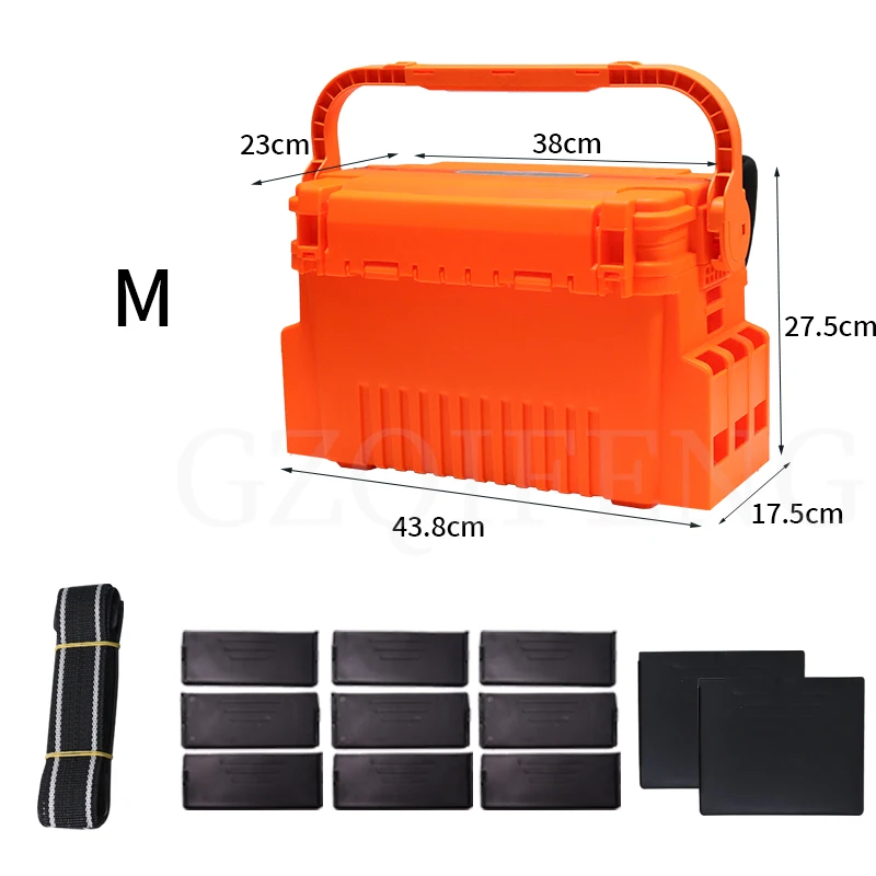 ZYZ Fishing Tackle Box M Size 43.8*17.5*27.5CM Large Capacity Lure Bait  Hook Water Cup Fishing Rod Toolbox Fishing Storage Case