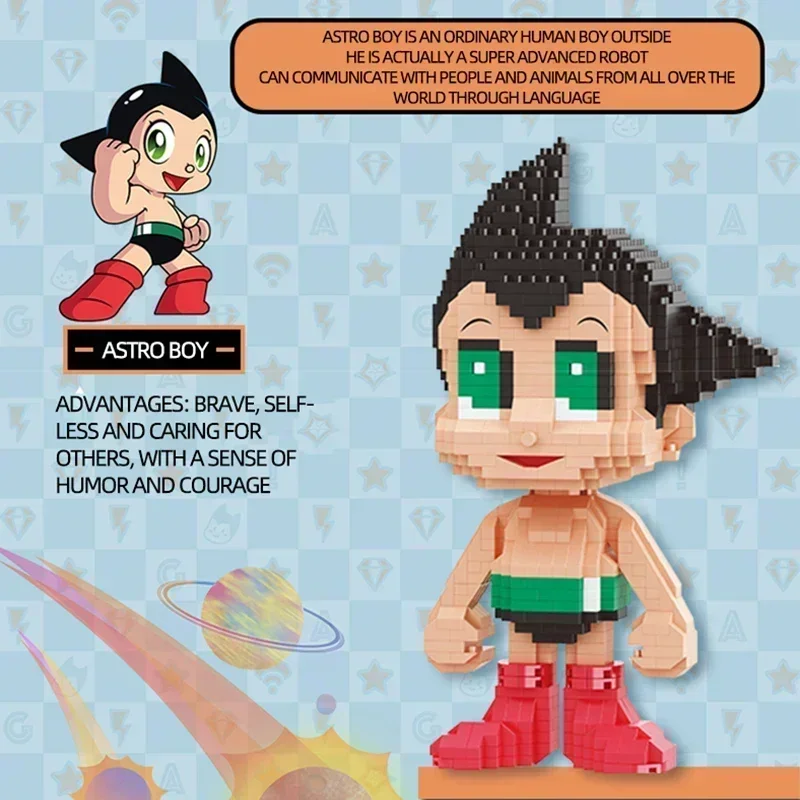 Classic Cartoon Character Model BALODY Astro Boy Building Blocks Micro Particles Bricks Educational Assembly Toys Birthday Gifts