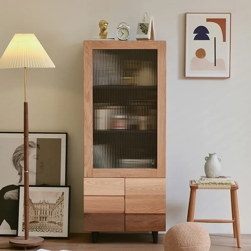 

Современный минималистичный цветной витринный шкаф, изготовленный из бесшумного стекла, боковой шкаф из черного ореха Северной Америки, винный шкаф