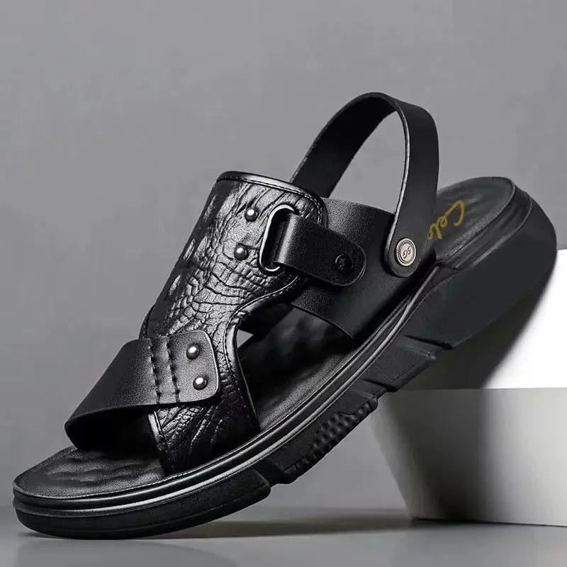 Men's summer outdoor slip-resistant thick-soled sandals flip-flops beach shoes sports for driving flat double-purpose sandals