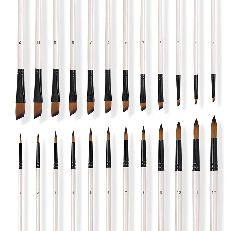 Painting Brushes Set 24 PCS Nylon Acrylic Painting Brush Pen Bulk for