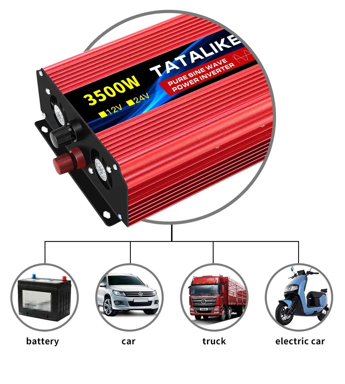 inverter 24v 220v onda sinusoidale pura 3500w Convertitore inverter solari con presa LED UE - immagine 2
