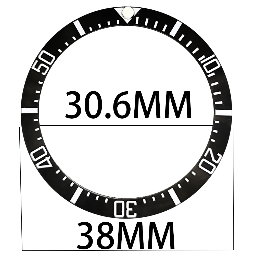 Elegant Blue Luminous Bezel GMT and Diving Watch Insert, Sloping 38mm x 30.6mm Ceramic/Aluminum