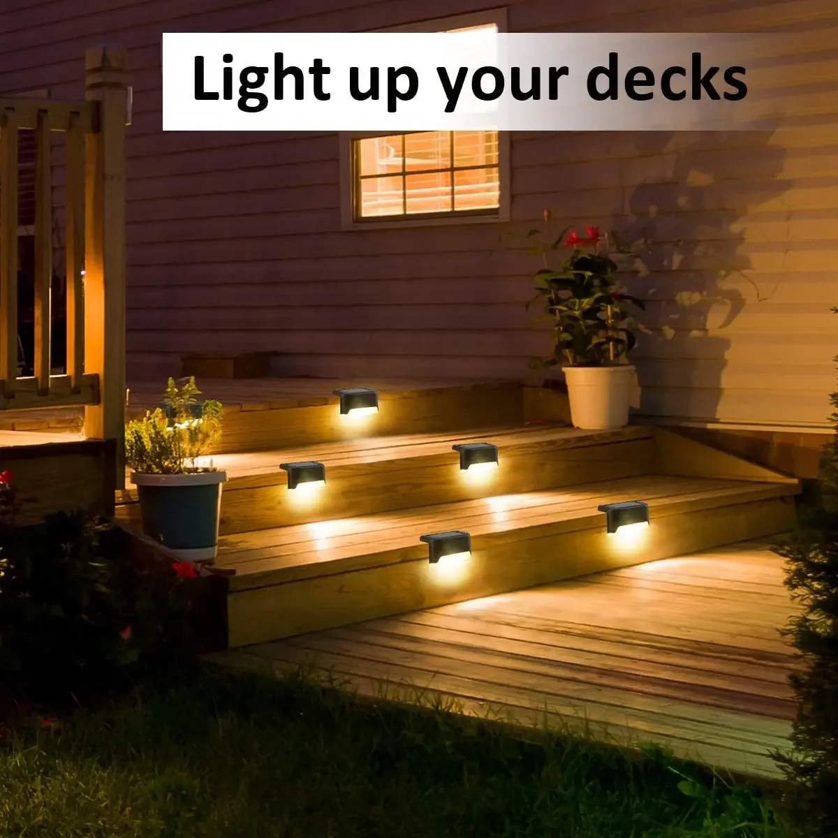 Solar Deck Lights 1-12 Pack Outdoor Step Lights Waterproof Led Solar Lights for Railing Stairs Step Fence Yard Patio and Pathway