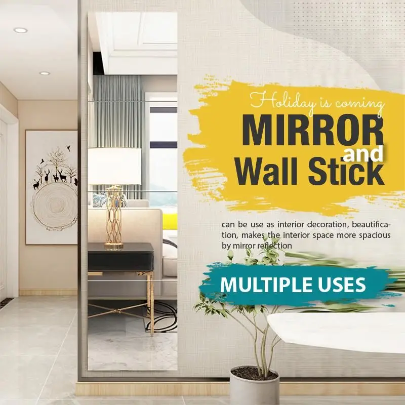 50x100cm Self Adhesive Mirror Reflective Wall Sticker Film Paper Kitchen  Decor